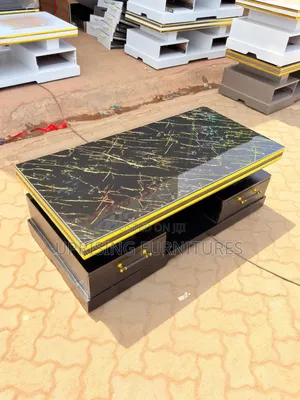 Coffee Table Black 2by 4ft Marble Top Black