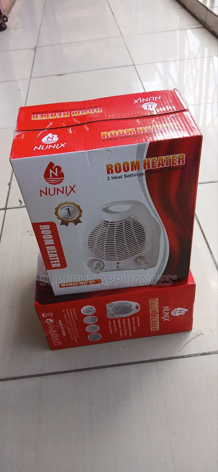 Nunix Portable Fan Heater 2000w With Thermostat Control