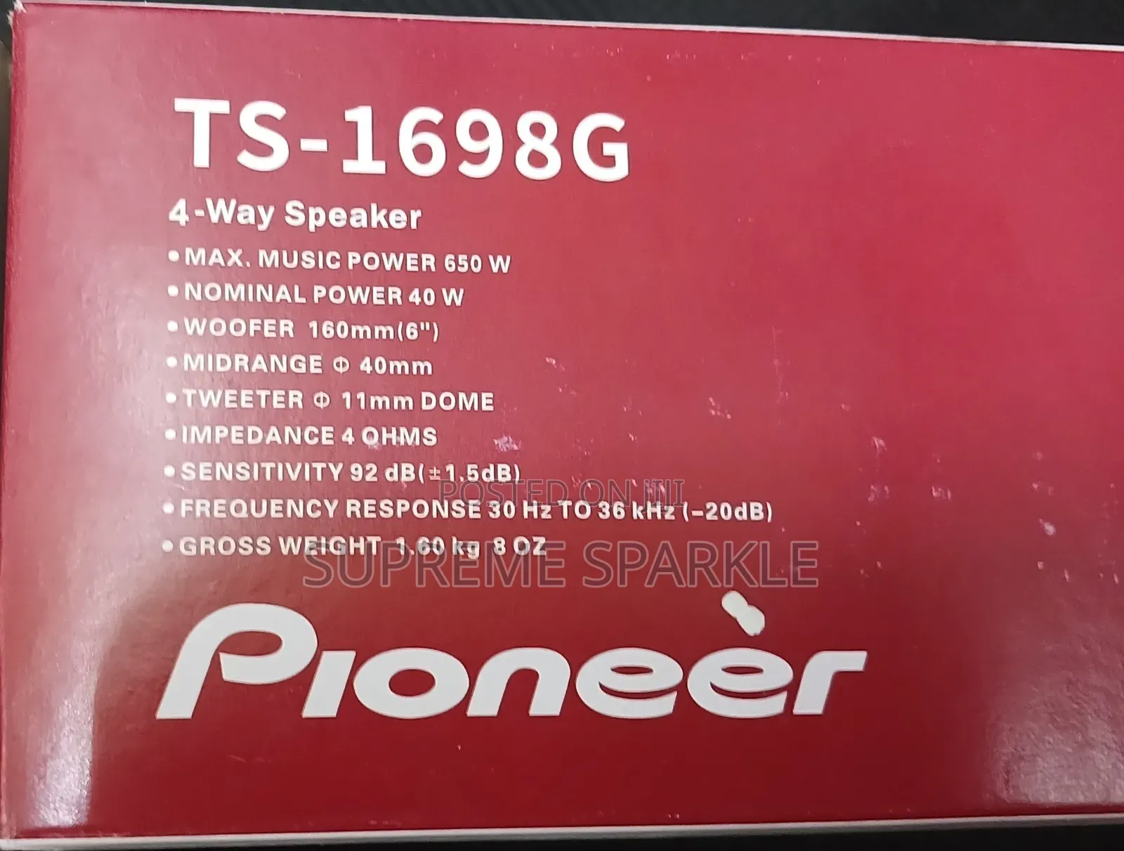 Pioneer Ts-1698g 4-Way Car Speaker 650w.