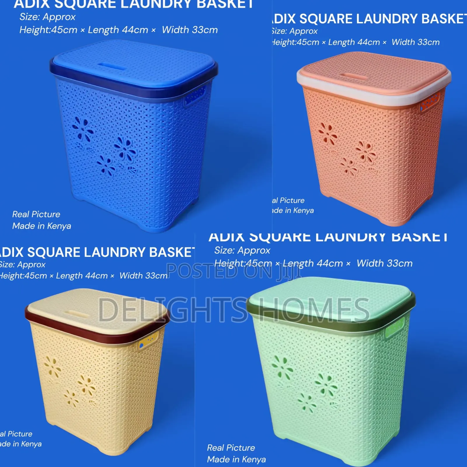 *Adix Square Laundry Basket With Lid –B