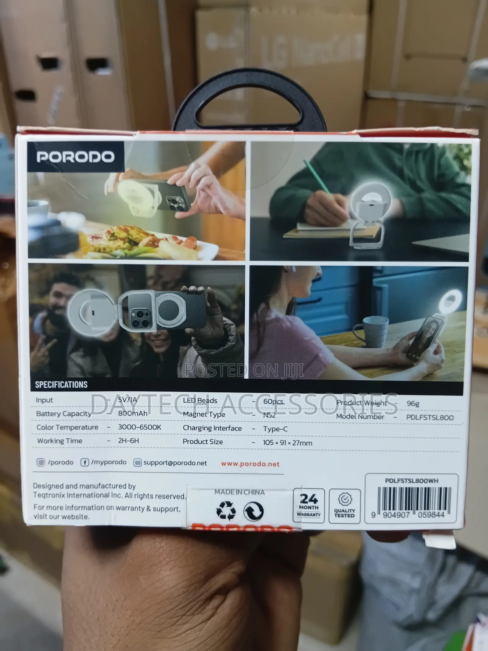 Porodo Lifestyle Magnetic Touch Led Selfie Light 800mah - White