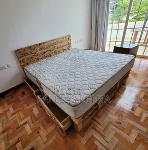 6×6 Bed Frame With Drawers – Modern Wooden Pallet Double Bed