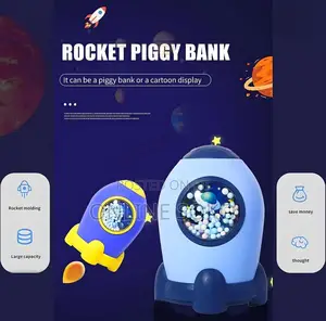 Rocket Piggy Bank Space-Themed Money Saving Coin Bank for Boys Girls