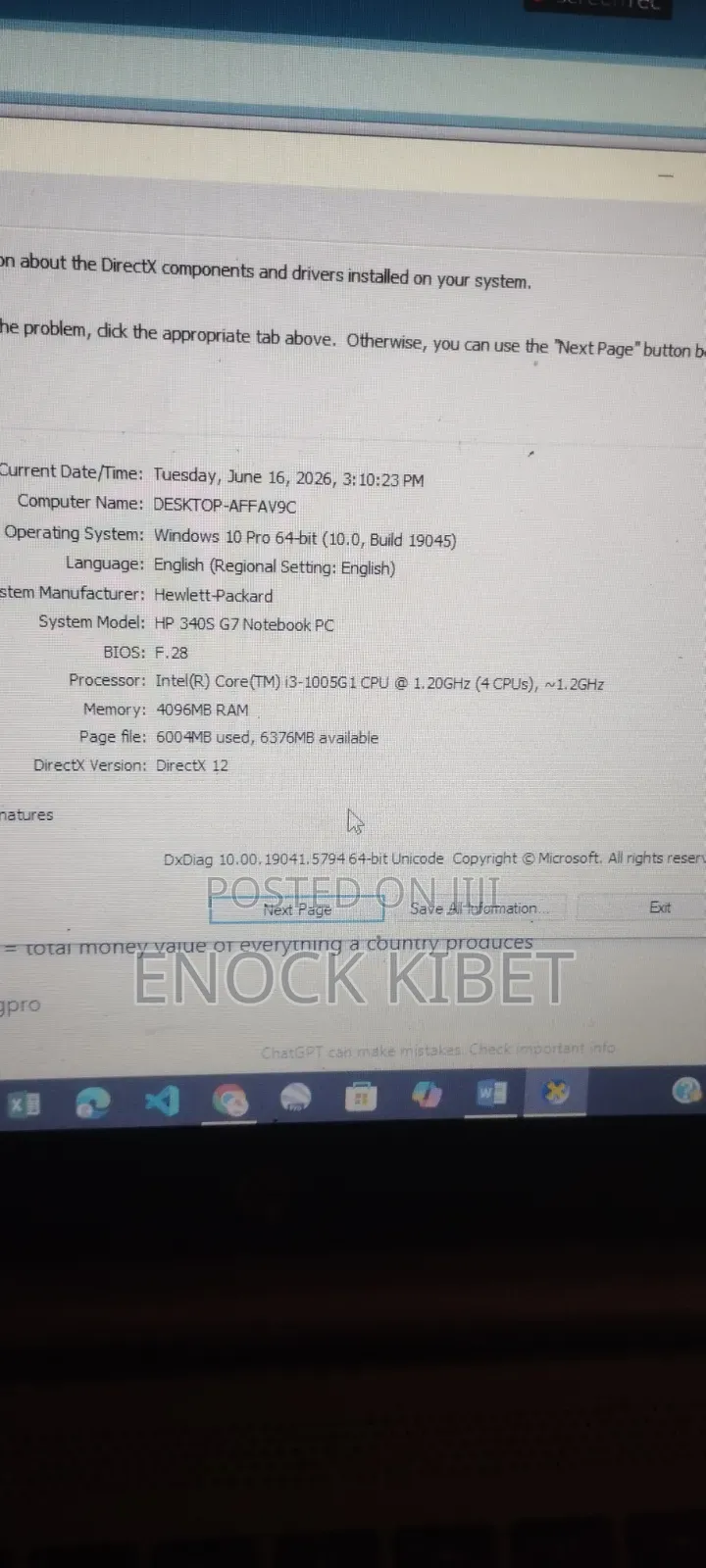 Laptop HP 340s G7 4GB Intel Core 3 SSD 128GB