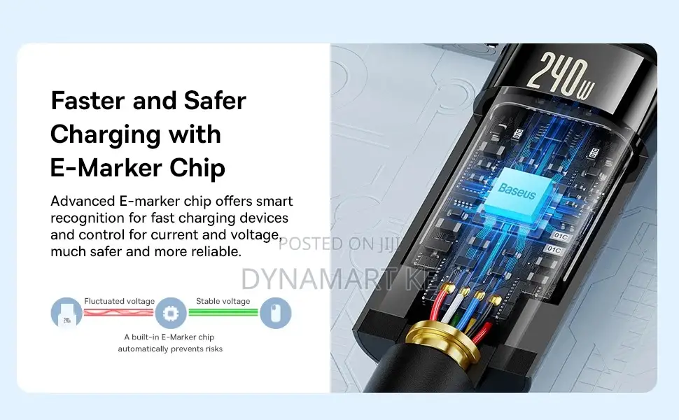 Baseus Usb-C Fast Charging Cable 240w 2m Pd3.1 E-Marker Chip 480mbps