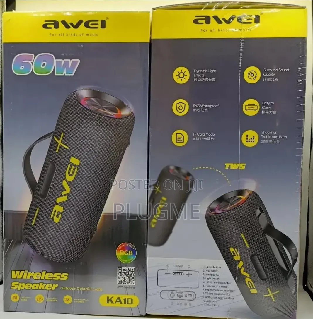 Awei Speaker (Ka10) Dynamic Light Effect Ipx5 Waterproof