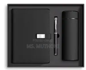 Black Flask , Notebook Pen Gift Set