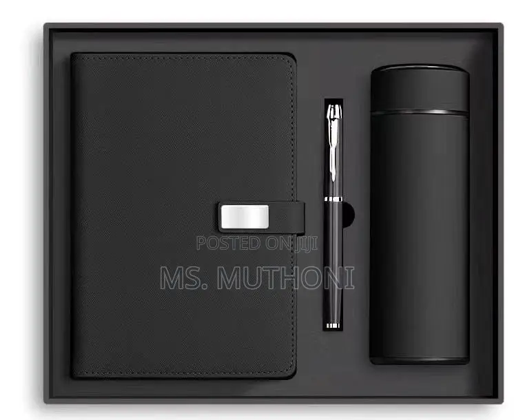 Black Flask , Notebook Pen Gift Set