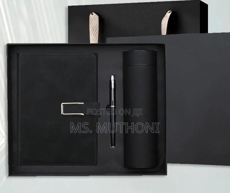 Black Flask , Notebook Pen Gift Set