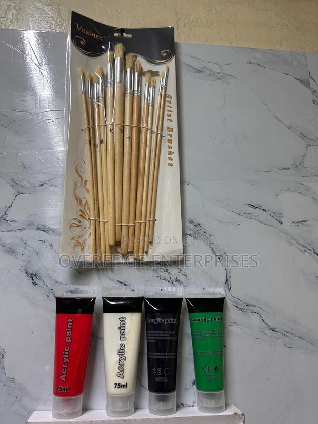 Artistic Brushes With Acrylic Paint