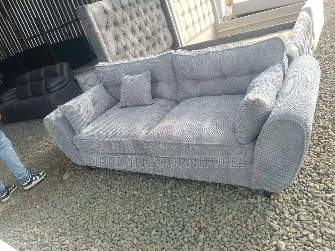 3 Seater Sofa Gray With Cushions