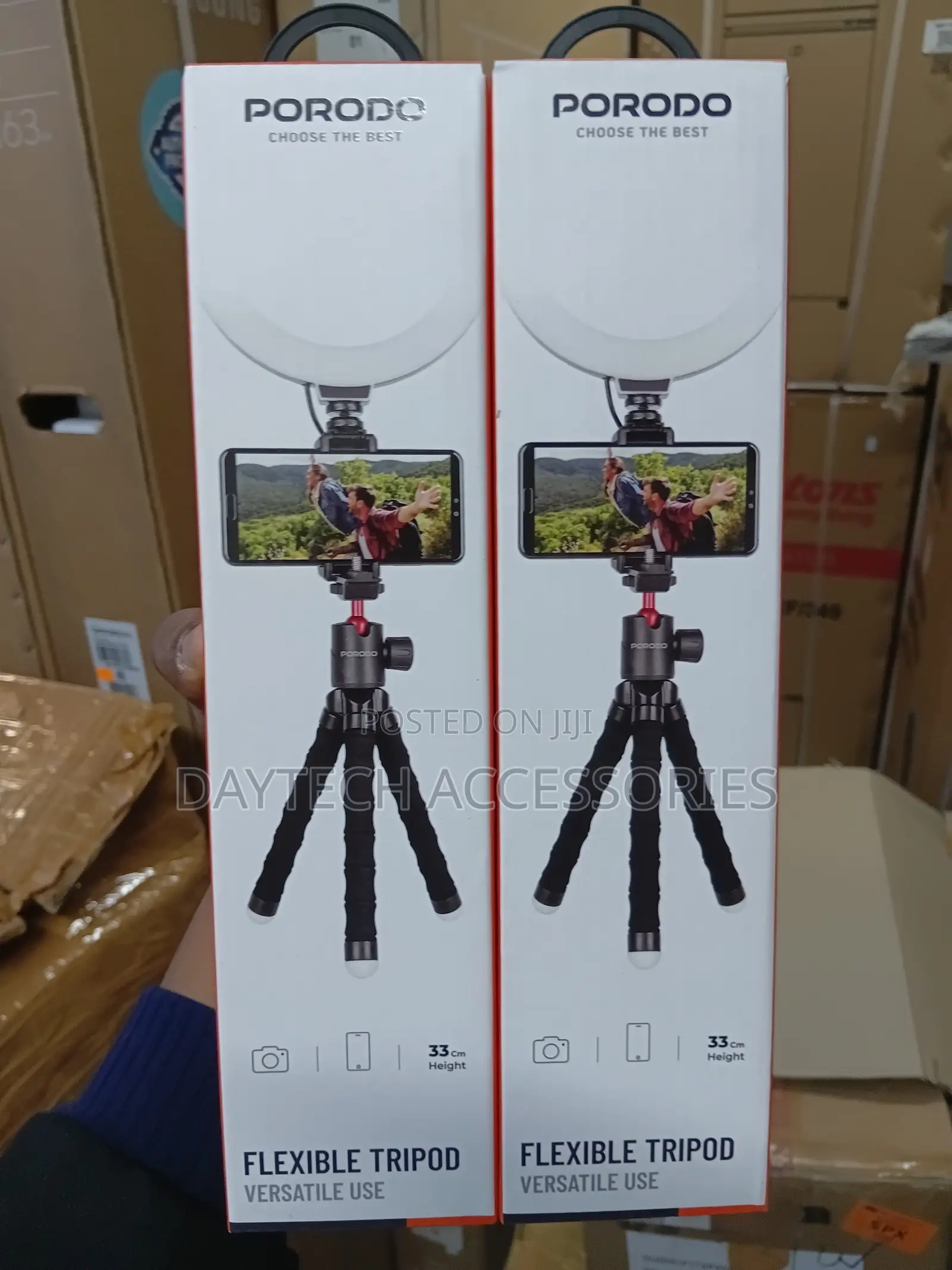 Porodo Table Flexible Tripod With Phone Holder - Black