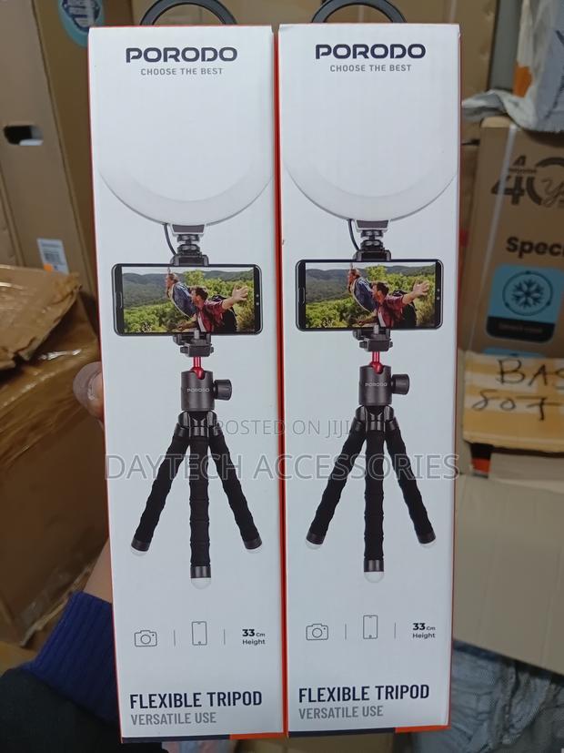 Porodo Table Flexible Tripod With Phone Holder - Black - thumbnail 3