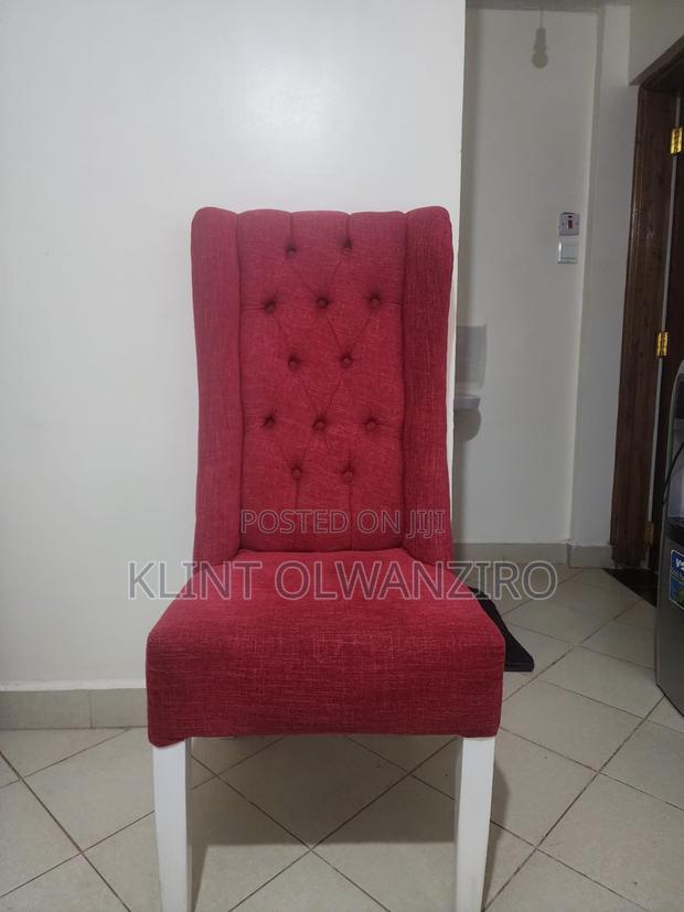 Red Tufted Wingback Chair High-Back Rustic Study Desk Set - main view