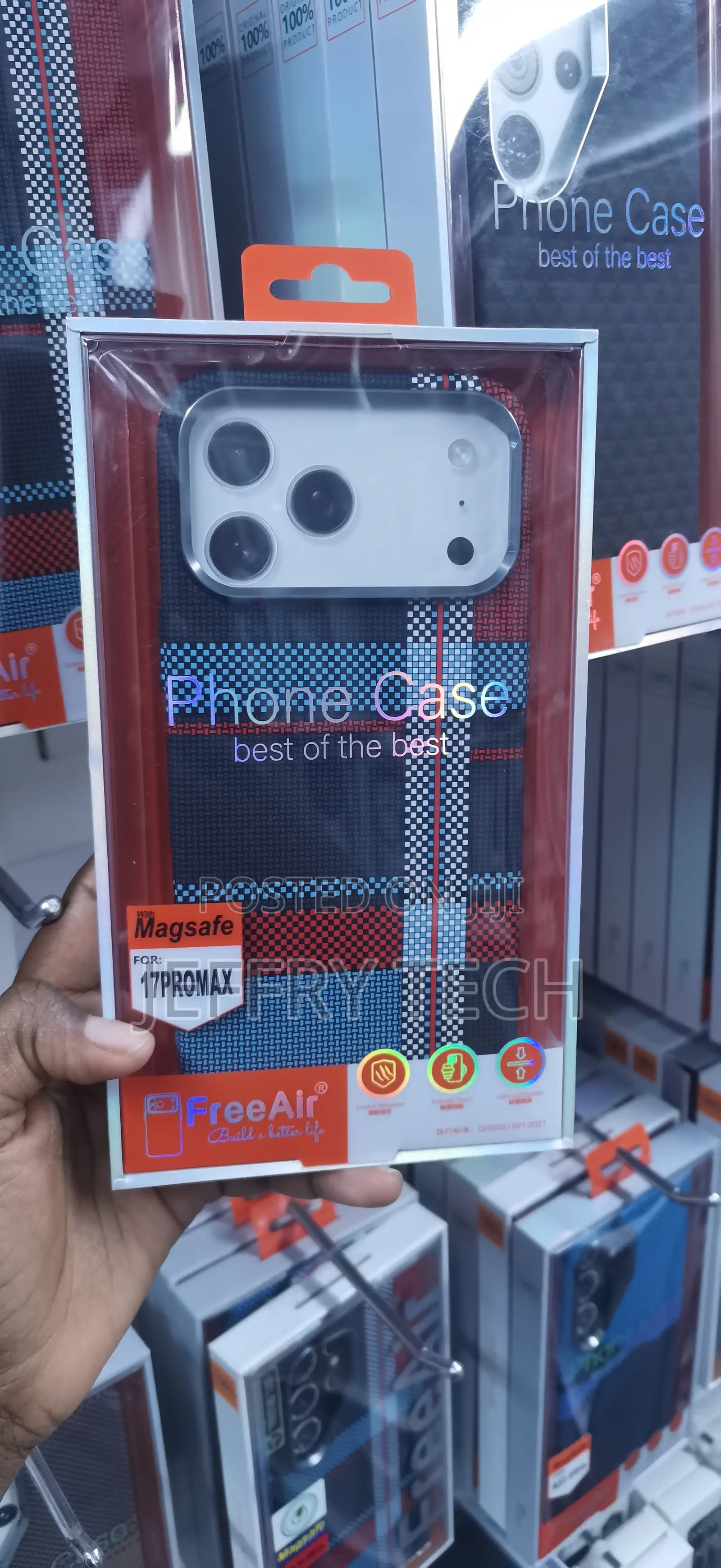 iPhone 17 Pro Max,Freeair Tribal Plaid Carbon Fiber Protective Case