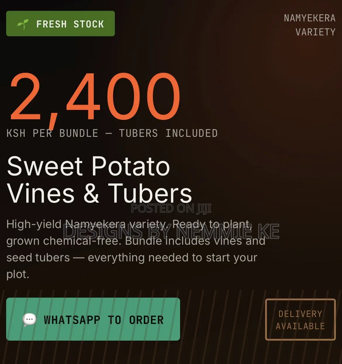 Sweet Potato Vines and Tubers/ Namyekera