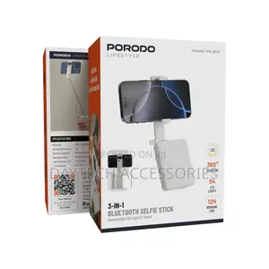 The Porodo Lifestyle 3-in-1 Bluetooth Selfie Stick Detachable Light.