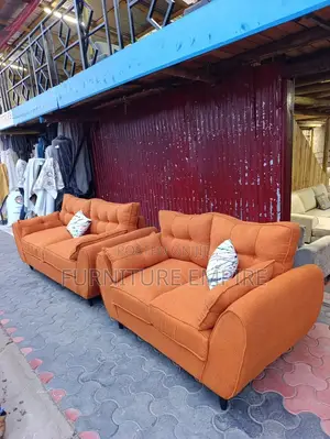 2 , 2 Seater Butterfly Sofa Set Orange Upholstered With Cushions