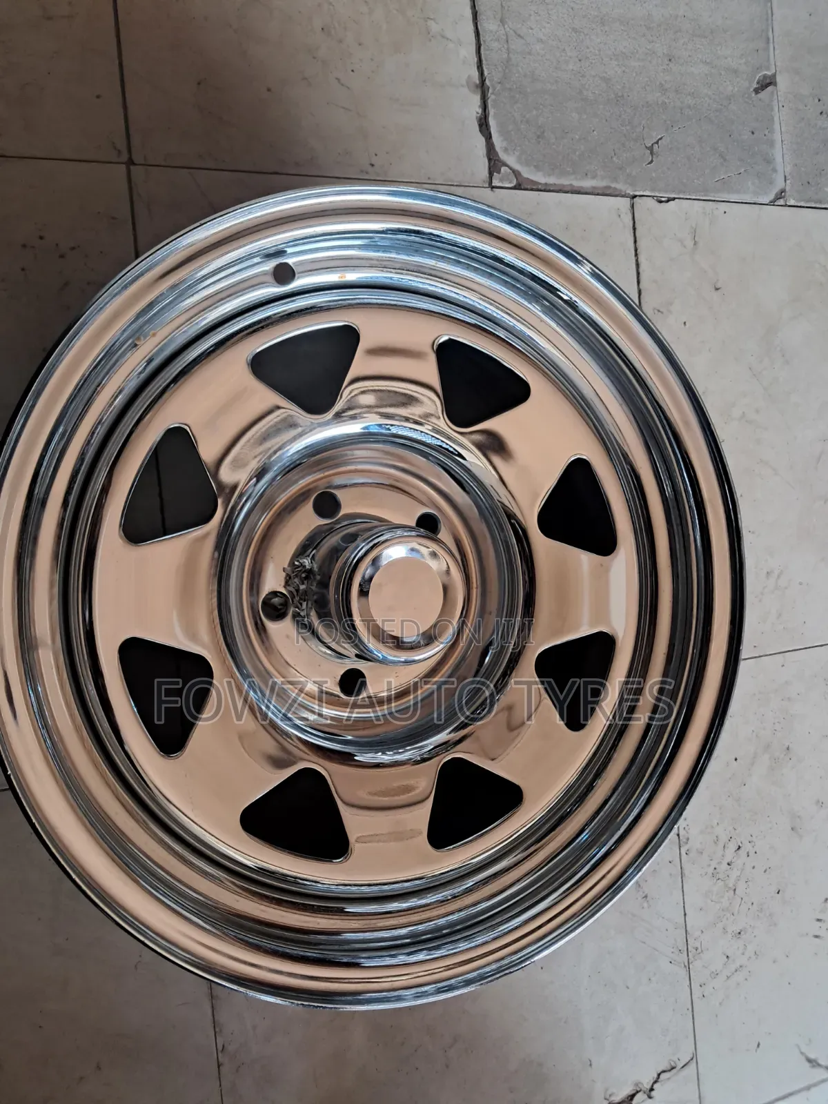 Rim 15 Chrom Silver/ White 5holes