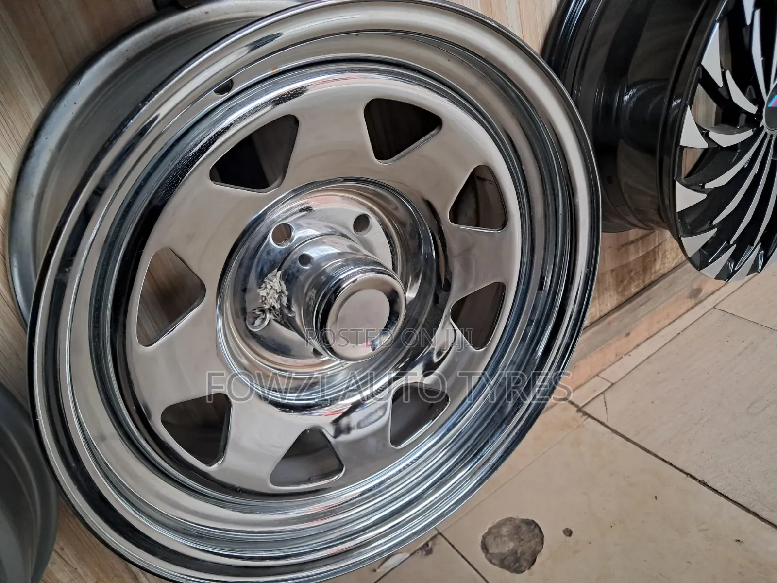 Rim 15 Chrom Silver/ White 5holes