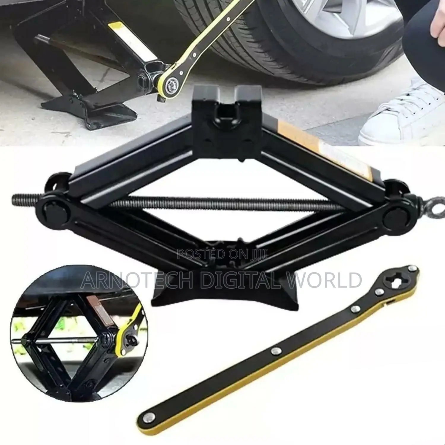 3 Tons Scissor Car Jack With Ratchet Wrench