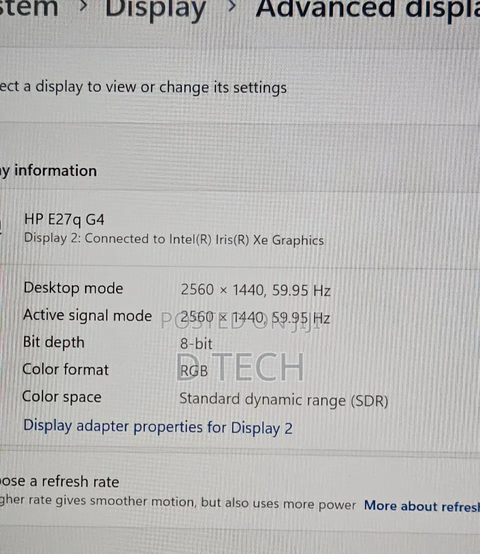Hp 27inch E27q G4 Display Hdmi,Display Port Refreshrate 60hz