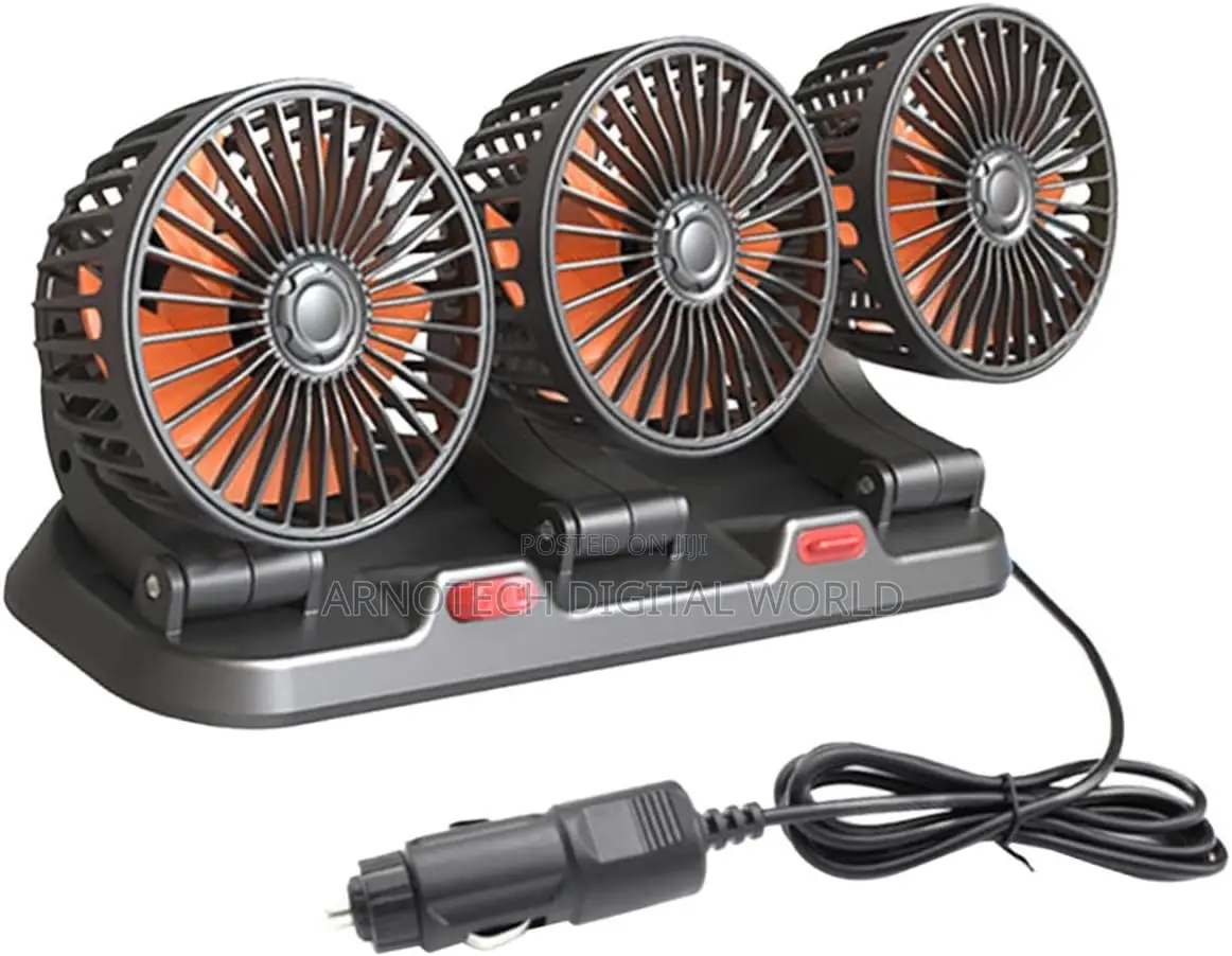 3head Dashboard Cooling Fan With Adjustable Speeds,360degree Rotation