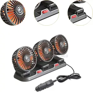 3head Dashboard Cooling Fan With Adjustable Speeds,360degree Rotation