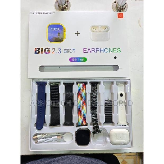 I20 Smart Watch Wireless Earphones Assorted 7 Strap Max Suit 10-in-1