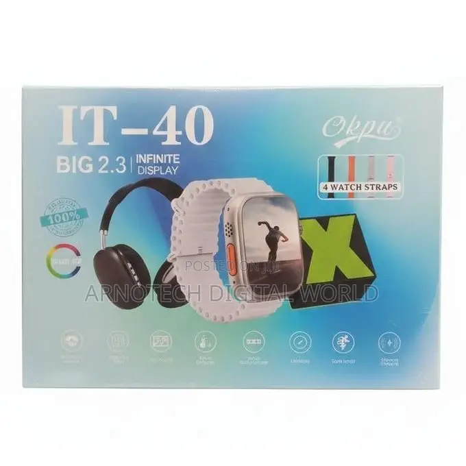 It40 Smart Watch With Headphones, 4 Straps and Bluetooth Speaker