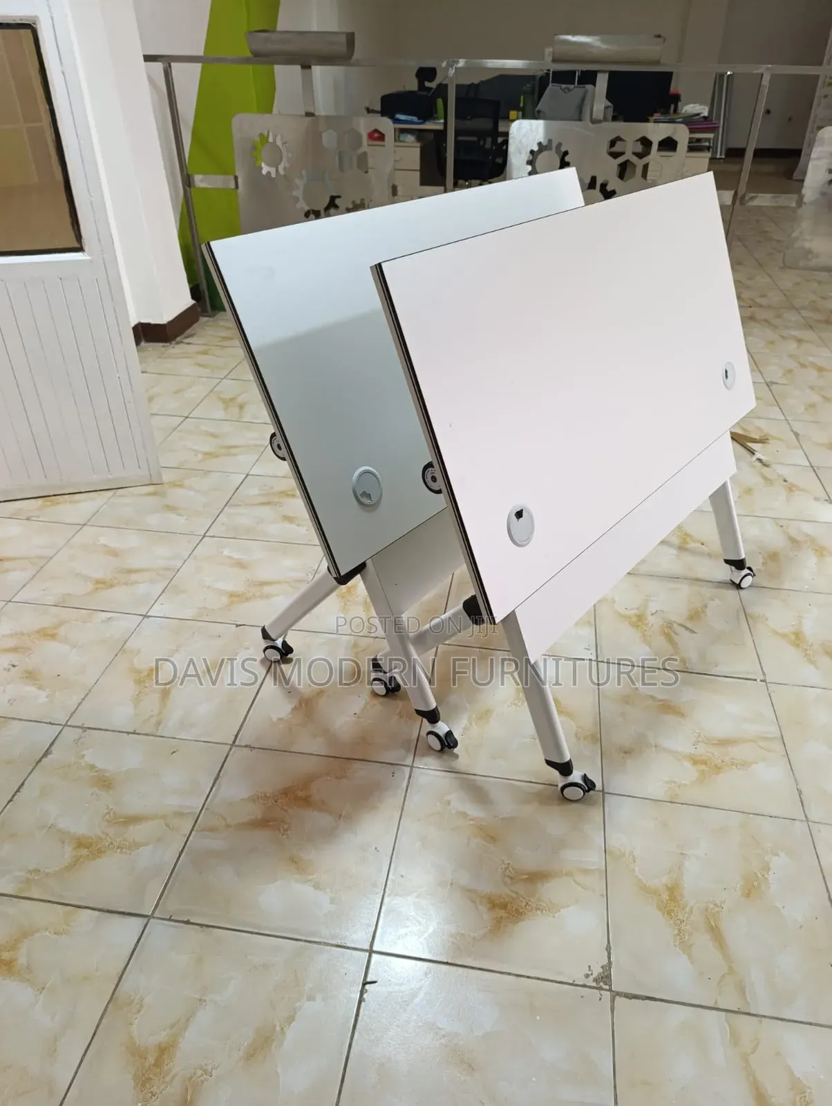 White Flip-Top Mobile Table