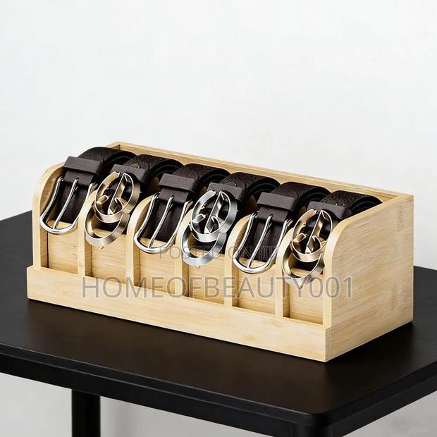6slot Premium Bamboo Belt Organizer - thumbnail 4