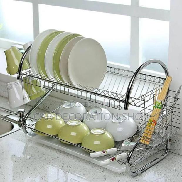 Double Dish Rack for Holding Plates,Bowls, Utensils