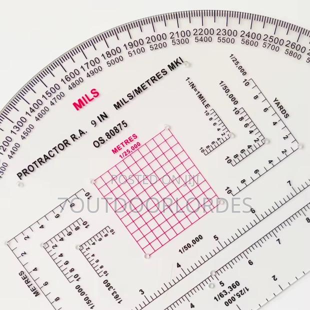 9 Inch Tactical Semicircle Protractor – Mils Scale Edition - thumbnail 3