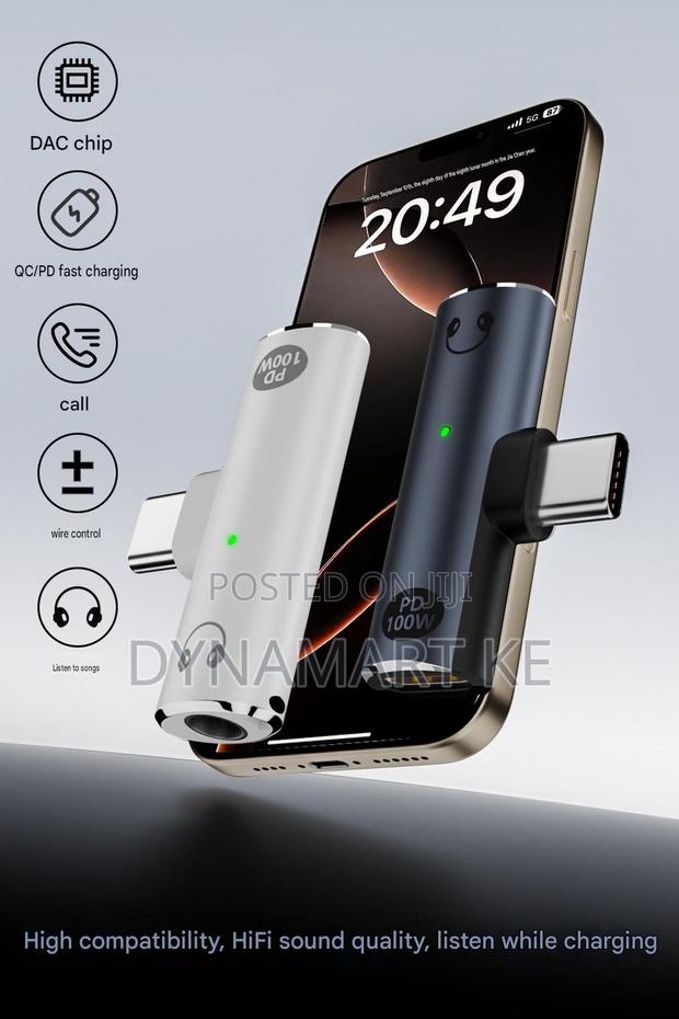 Usb Type C to 3.5mm Audio Adapter Pd 100w Fast Charging Dac for iPhone - thumbnail 4