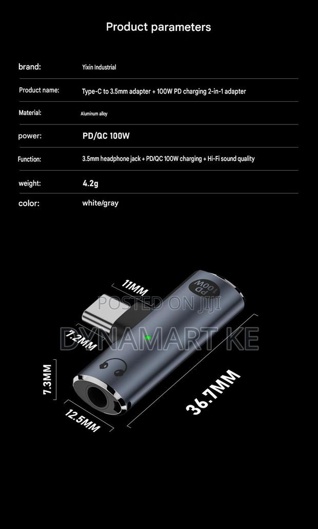 Usb Type C to 3.5mm Audio Adapter Pd 100w Fast Charging Dac for iPhone - thumbnail 5
