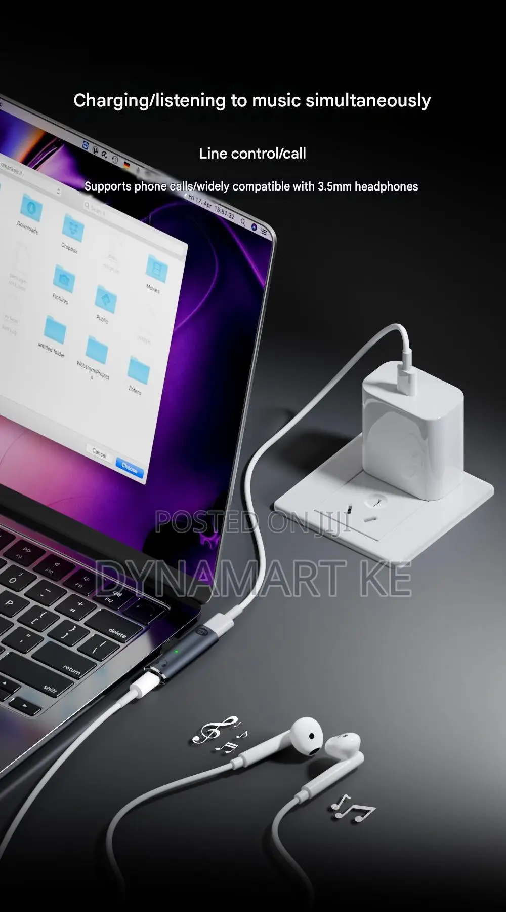 Usb Type C to 3.5mm Audio Adapter Pd 100w Fast Charging Dac for iPhone