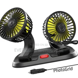 2 Speed Double Headed Vehicle Fan (Car Cigar Lighter Dc Powered)
