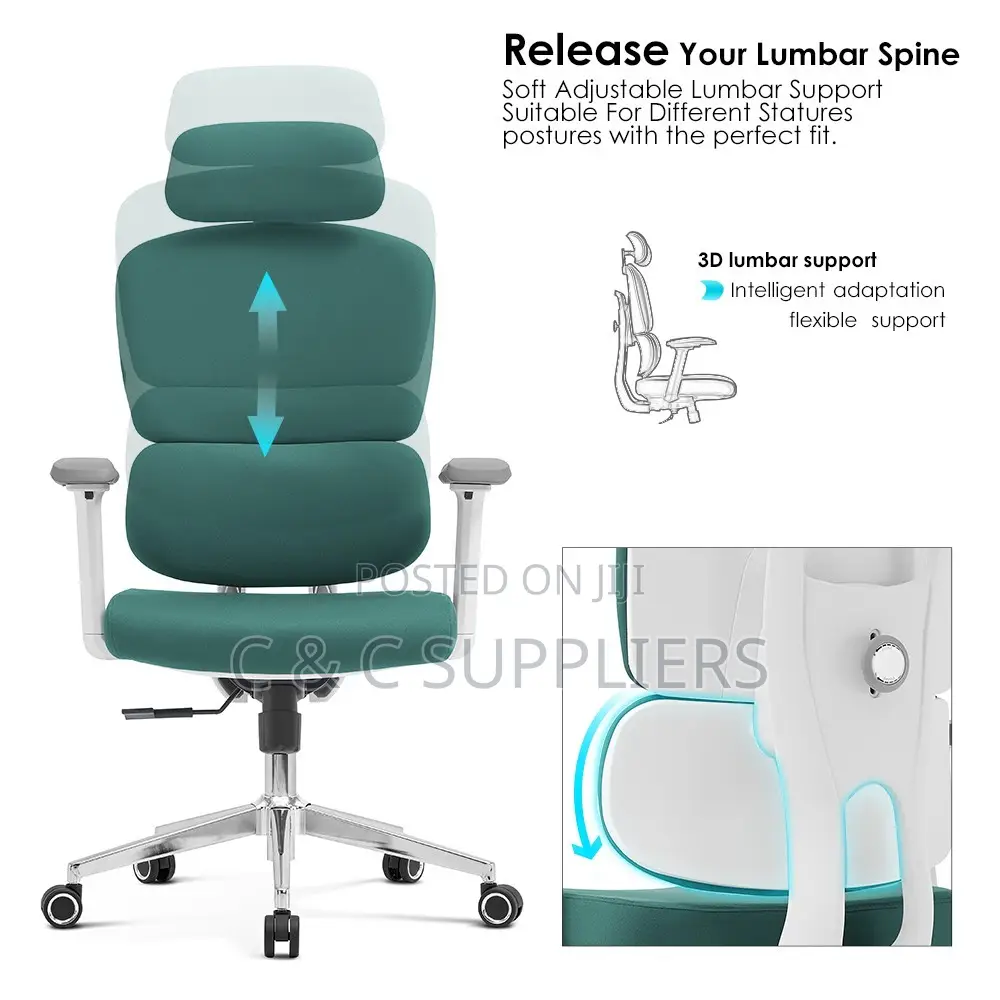 Office Chair; High Back Orthopedic Office Seat With Lumbar Support