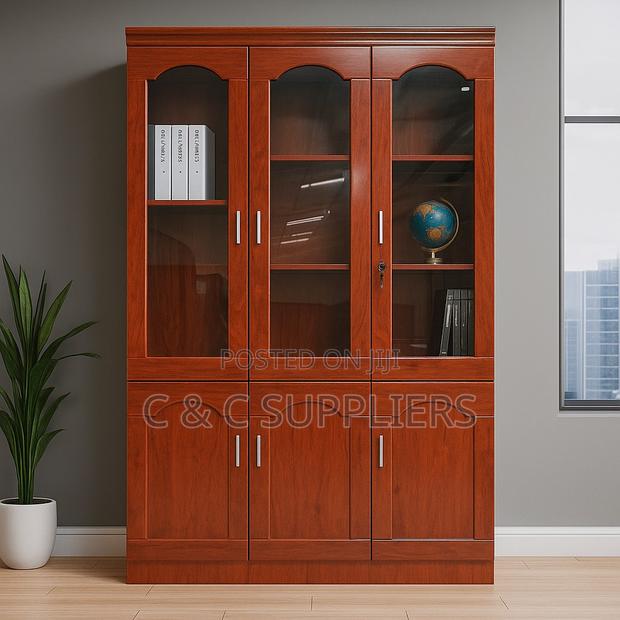 Office Cabinet; Mahogany 3 Door Office Filling Cabinet