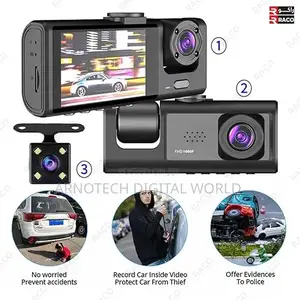 Wi-Fi 1080p Dashcam 3 Lens Front+Cabin+Rear170° Wide View