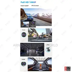 Wi-Fi 1080p Dashcam 3 Lens Front+Cabin+Rear170° Wide View