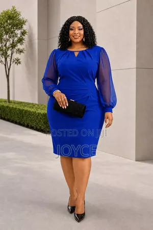 Long-Sleeved Straight Plain Dress