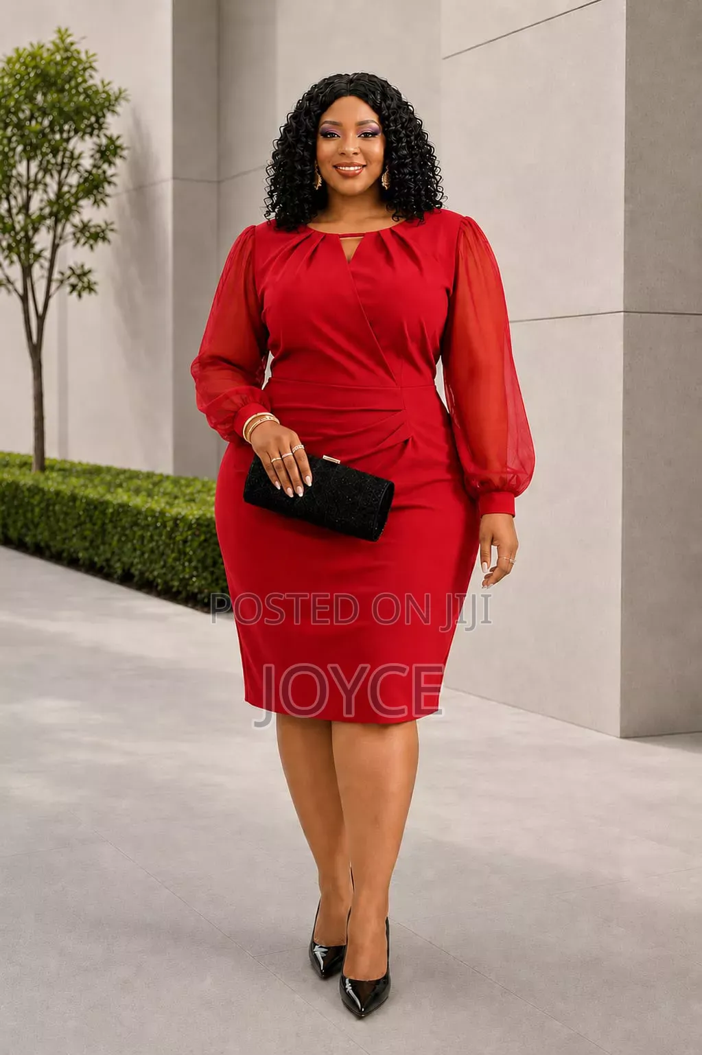 Long-Sleeved Straight Plain Dress