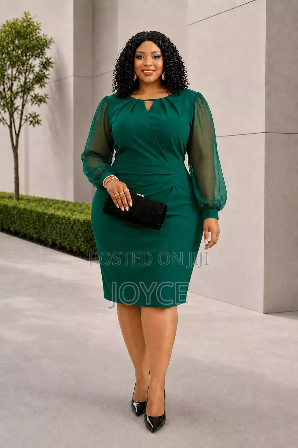 Long-Sleeved Straight Plain Dress