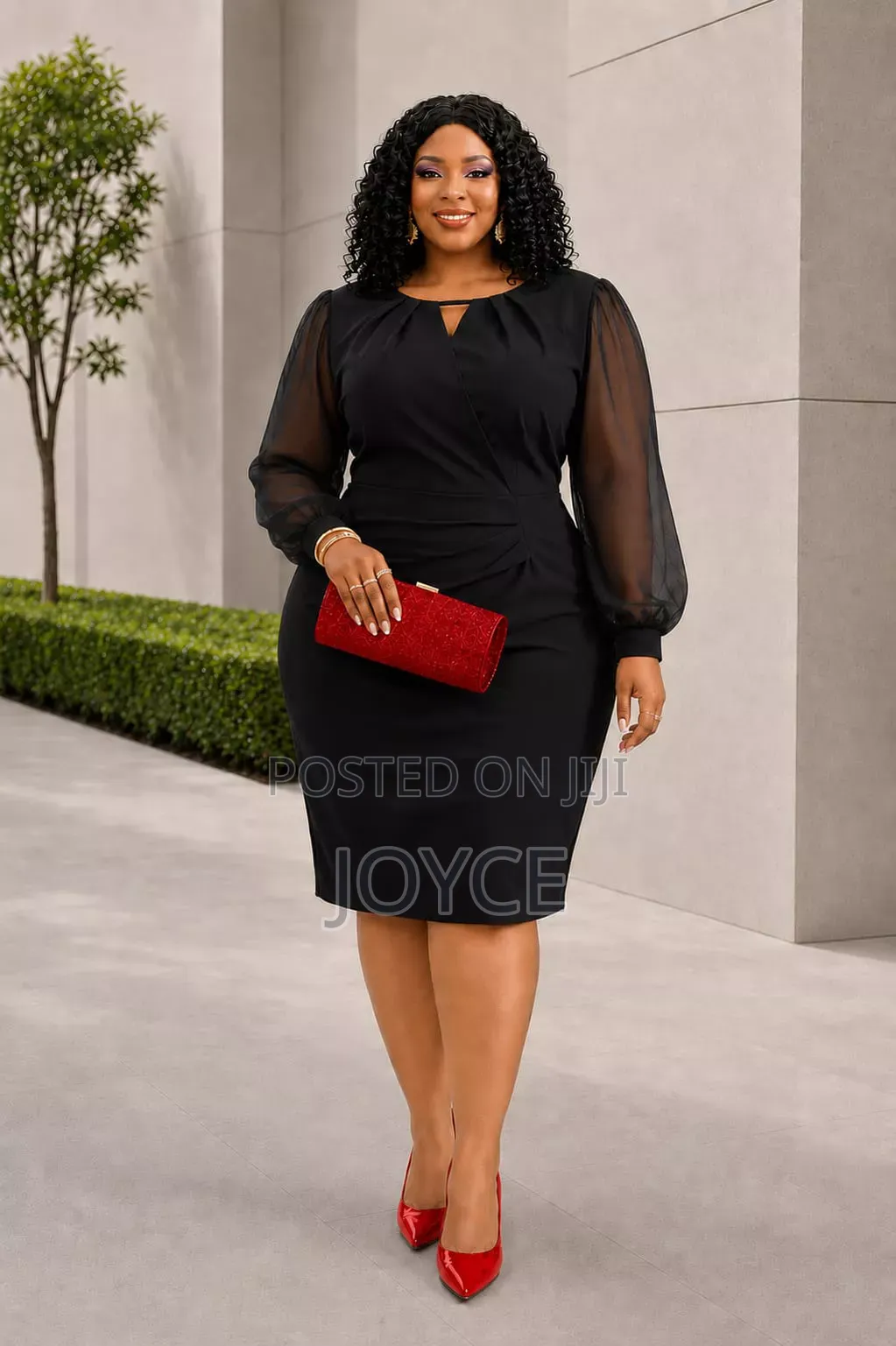 Long-Sleeved Straight Plain Dress