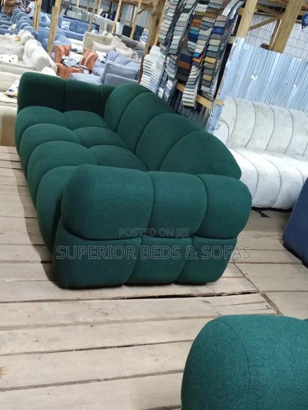 Deep Emerald Green Bubble-Tufted 3-Seater Sofa