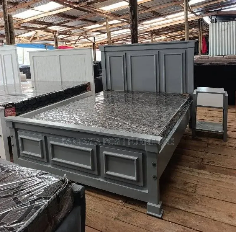 Grey Wooden 5 by 6 Bed