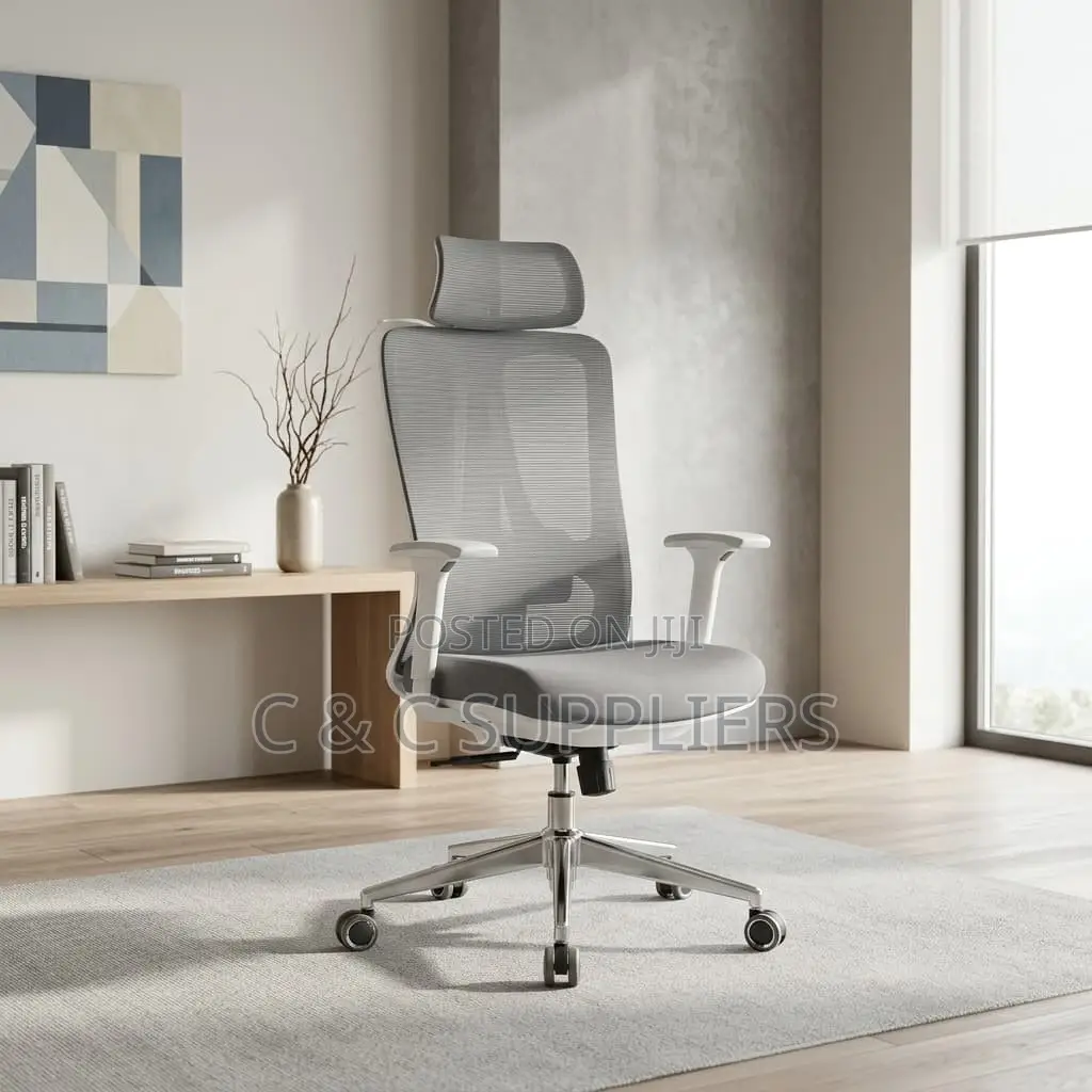 Office Chair; White Executive Orthopedic Office Chair
