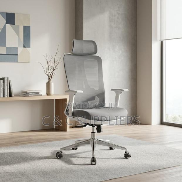 Office Chair; White Executive Orthopedic Office Chair